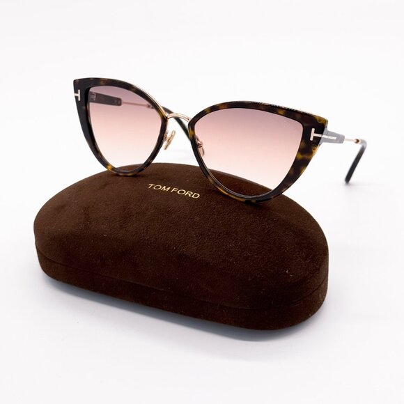 NEW TOM FORD ANJELICA-02 TF868 52F WOMEN CAT EYE SUNGLASSES FT0868/S HAVANA GOLD - Picture 1 of 11